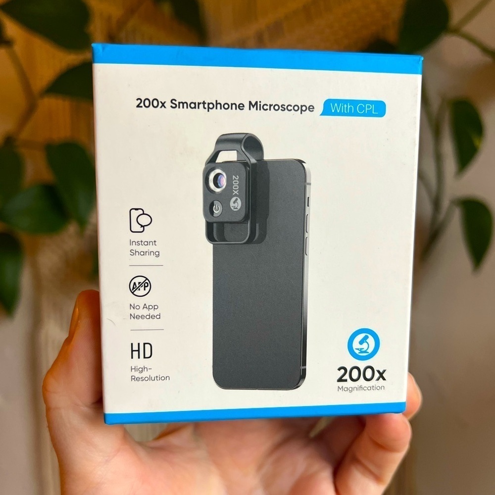 200x Smartphone Microscope with CPL โ Clip-On HD Lens Macro Camera Attachment